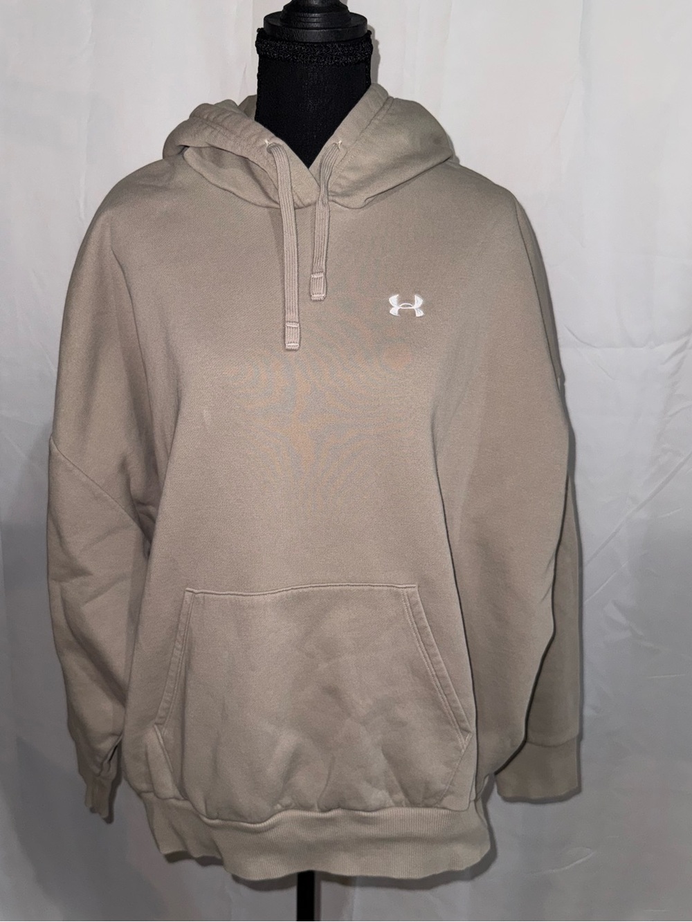 Under Armour Men's Beige Pullover Hoodie with White Logo